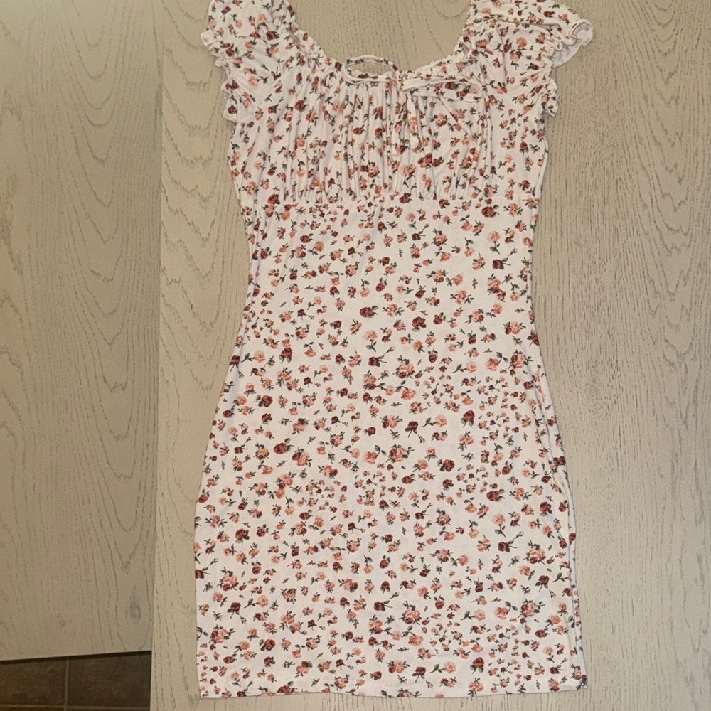 Floral Print Ruffle Sleeve Dress